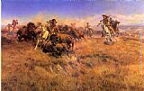 Running Buffalo by Charles Marion Russell
